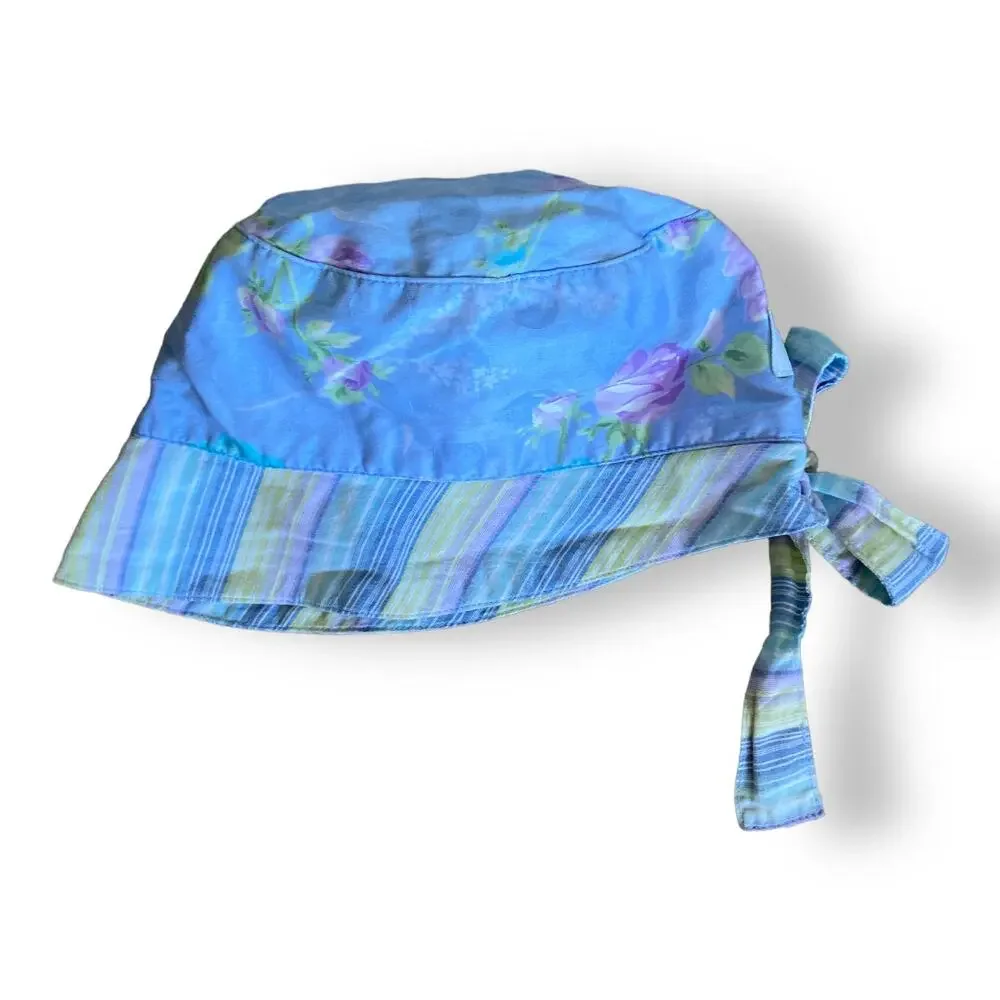 Baby Lulu Oleander Blue‎ Lavender Green Floral Stripe Hat